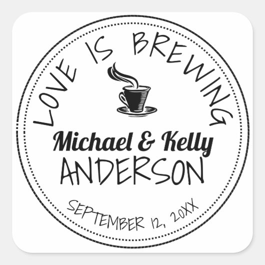 Sticker Carré L'Amour moderne brasse le Mariage de café (Devant)