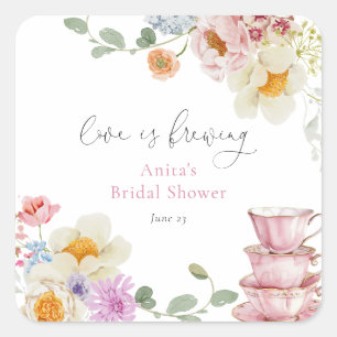 Sticker Carré L'Amour se prépare Fête de mariage avec le thé aux