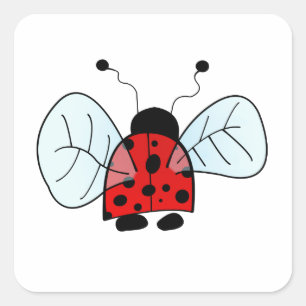 Sticker Carré Lampe de table coccinelle