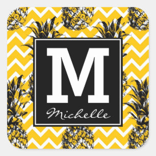 Sticker Carré L'ananas zigzague monogramme de