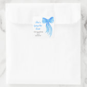 Sticker Carré Lancement de fête de mariage Blue Bow She's Tying (Sac)