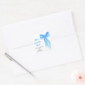 Sticker Carré Lancement de fête de mariage Blue Bow She's Tying (Enveloppe)