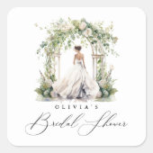Sticker Carré Lancement de mariage floral de verdure à l'aquarel (Devant)