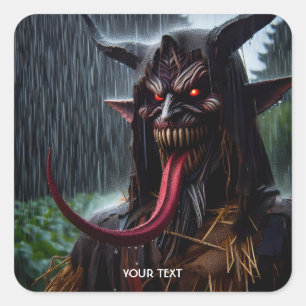 Sticker Carré Langue rouge mignonne Demon Imaginaire