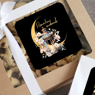 Sticker Carré lanterne d'aquarelle Ramadan Moubarak