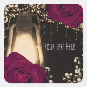 Sticker Carré Lanterne de lueur rustique Magenta Berry Rose Mari