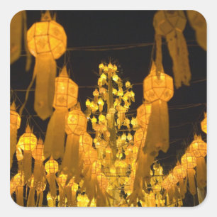 Sticker Carré Lanterne pour la fête de Loi Krathong.