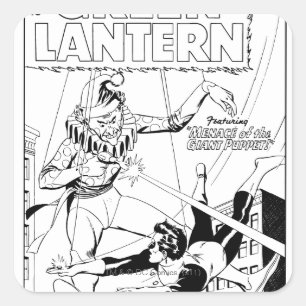 Sticker Carré Lanterne verte contre clown, noir et blanc