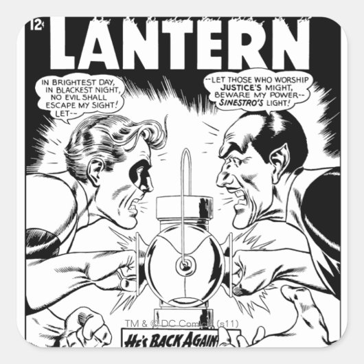 Sticker Carré Lanterne verte vs Sinestro, noir et blanc (Devant)