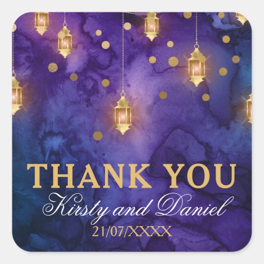 Sticker Carré Lanternes de nuit Mystic Marrakesh & Bokeh Mariage (Devant)