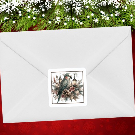 Sticker Carré Lanternes de perruques Noël