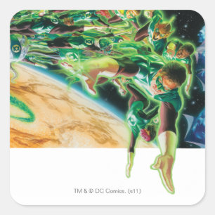 Sticker Carré Lanternes vertes volant dans l'espace