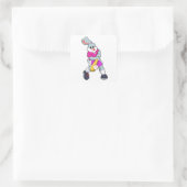 Sticker Carré Lapin au baseball avec batte de baseball (Sac)