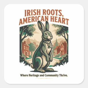 Sticker Carré Lapin aux racines irlandaises et au cœur américain