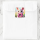 Sticker Carré Lapin avec noisette (Sac)