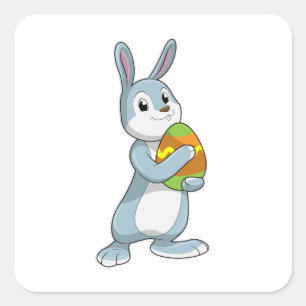 Sticker Carré Lapin avec oeuf