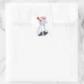 Sticker Carré Lapin avec robe Mariage & Couronne (Sac)