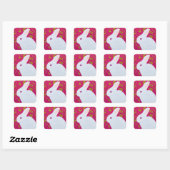 Sticker Carré Lapin Blanc (Feuille)