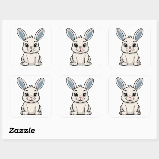 Sticker Carré Lapin Blanc (Feuille)
