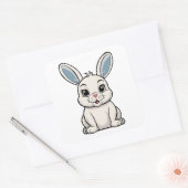 Sticker Carré Lapin Blanc (Enveloppe)