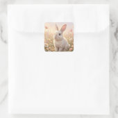 Sticker Carré Lapin Blanc (Sac)
