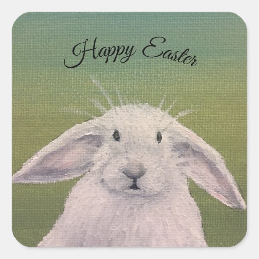 Sticker Carré Lapin blanc (Devant)