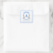 Sticker Carré Lapin Bleu En vichy Monogramme Crest (Sac)