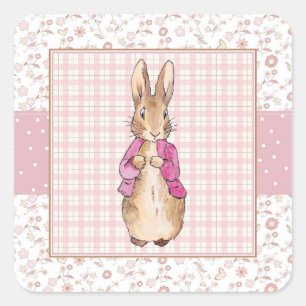 Sticker Carré Lapin Classique aux oreilles de lapin dans une ves