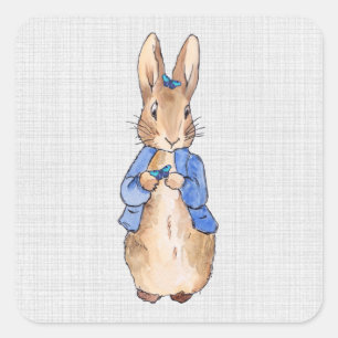 Sticker Carré Lapin classique Bunny veste bleue