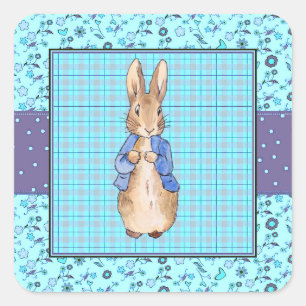 Sticker Carré Lapin classique Bunny veste bleue