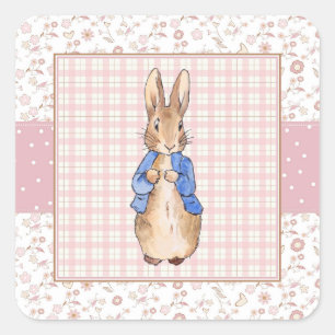Sticker Carré Lapin classique Bunny veste bleue