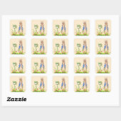 Sticker Carré Lapin classique Bunny veste bleue (Feuille)