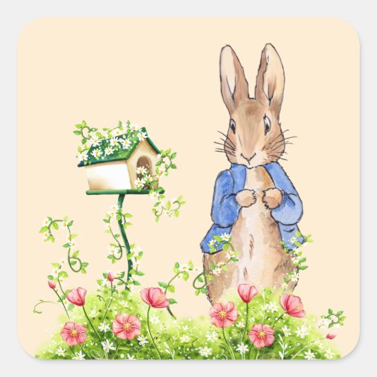 Sticker Carré Lapin classique Bunny veste bleue (Devant)
