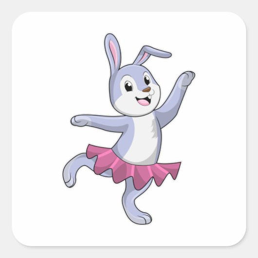 Sticker Carré Lapin comme Ballerina au Ballet (Devant)
