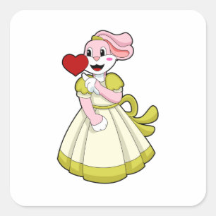 Sticker Carré Lapin comme Mariée avec robe Mariage.PNG