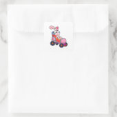 Sticker Carré Lapin comme Patineur Inline avec Patins Inline (Sac)