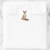 Sticker Carré Lapin comme skieur avec ski (Sac)