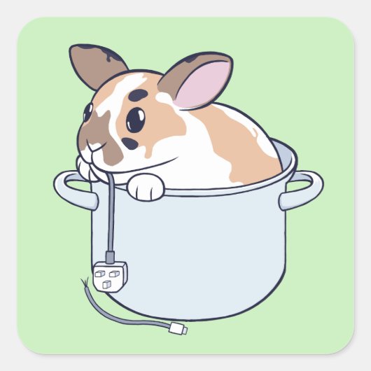 Sticker Carré Lapin dans un ragoût ! (Devant)