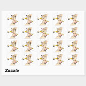 Sticker Carré Lapin De Baseball En Rose (Feuille)