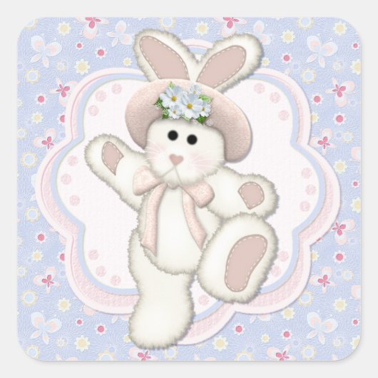 Sticker Carré Lapin de campagne doux (Devant)