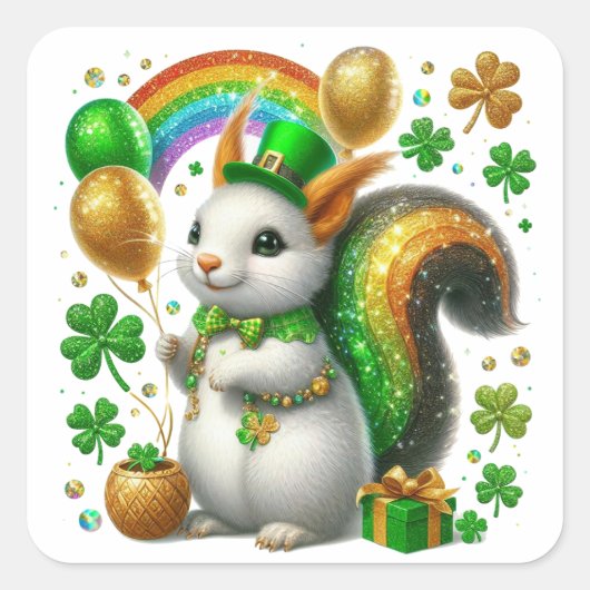 Sticker Carré Lapin de la Saint-Patrick (Devant)