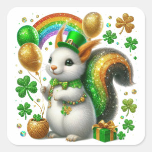 Sticker Carré Lapin de la Saint-Patrick