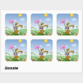 Sticker Carré Lapin de Pâques (Feuille)