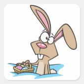 Sticker Carré Lapin De Pâques Avec Panier (Devant)