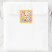 Sticker Carré Lapin de Pâques avec Planche d'Autocollants d'œufs (Sac)