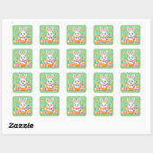 Sticker Carré Lapin de Pâques avec Sticket OEufs de Pâques Feuil (Feuille)