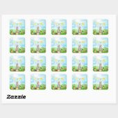 Sticker Carré Lapin de Pâques Classique (Feuille)