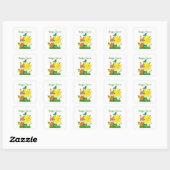 Sticker Carré Lapin de Pâques heureux (Feuille)