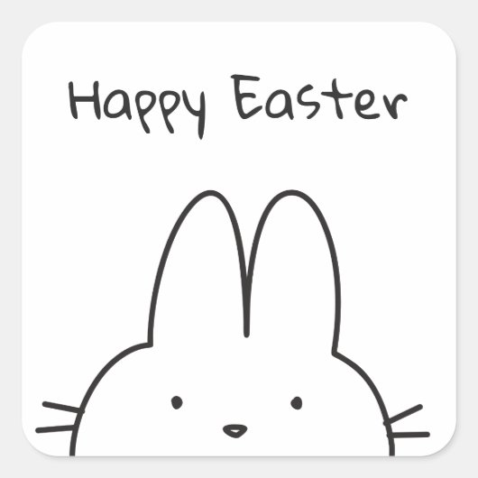 Sticker Carré Lapin de Pâques heureux (Devant)