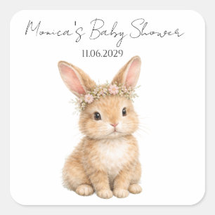 Sticker Carré Lapin de Pâques vintage bébé aquarelle